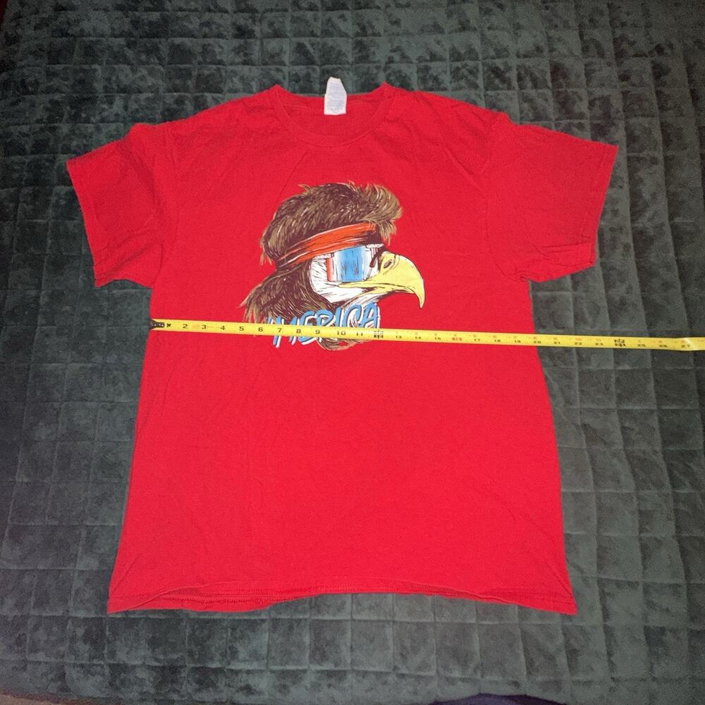 America Shirt Red Bald Eagle Rocking a Mullet Sunglasses USA Merica - Large - Picture 3 of 5